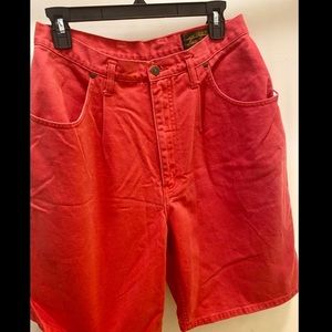 Vintage High Waisted Red Bermuda Jean Shorts